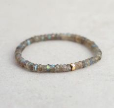 Natural Labradorite Beaded Bracelet with Adjustable Fit